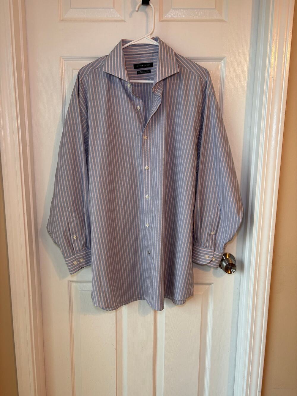 Tommy Hilfiger THFlex Supima Men’s XL 17½ 32/33 Striped Button Down Dress Shirt